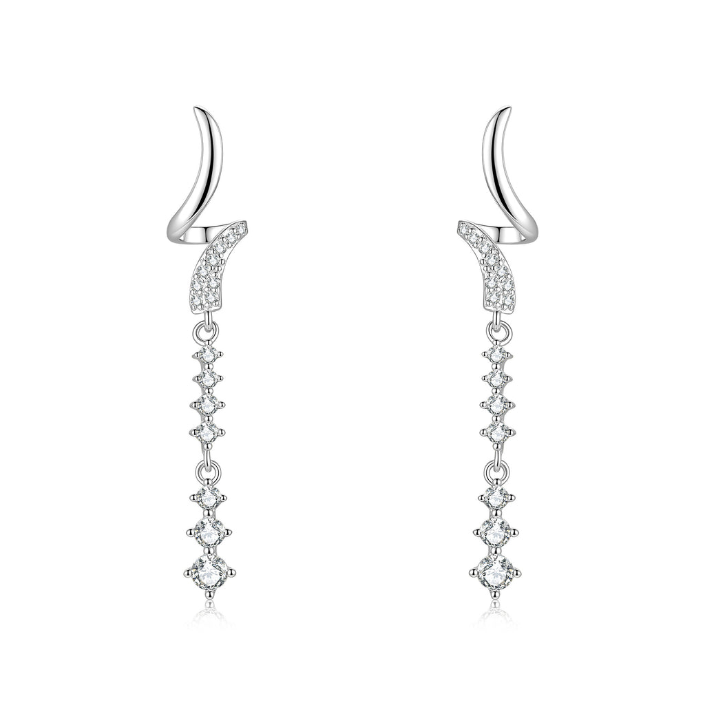 S925 Sterling Silver Long Moissanite Stud Earrings