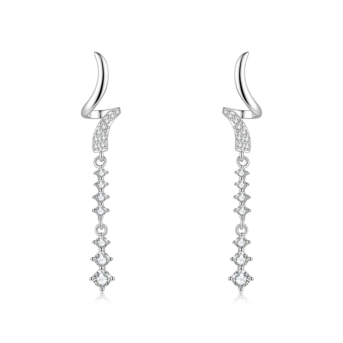 S925 Sterling Silver Long Moissanite Stud Earrings