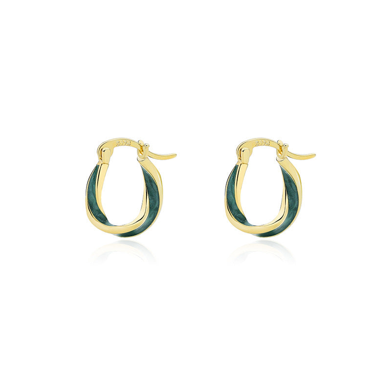 925 Sterling Silver Irregular Enamel-Drip Earrings