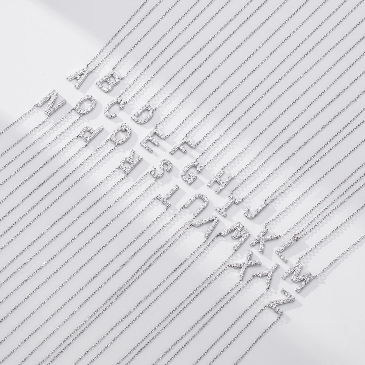 S925 Sterling Silver Simple Diamond Necklace with English Letters