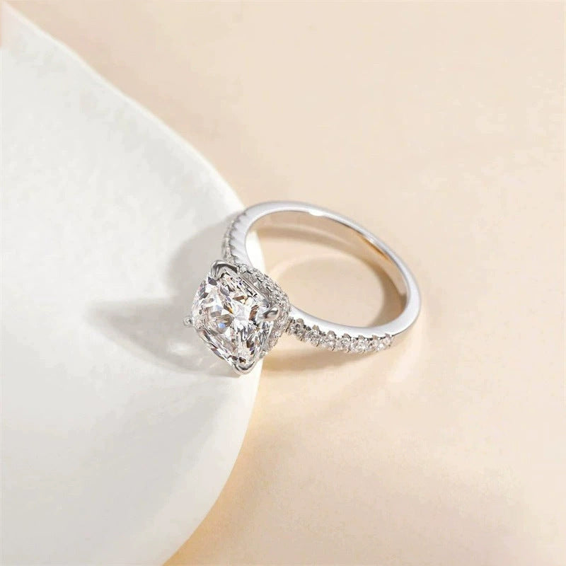 S925 silver four-claw 1.2-carat zircon silver ring