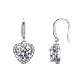 S925 sterling silver heart-shaped earrings with moissanite hooks