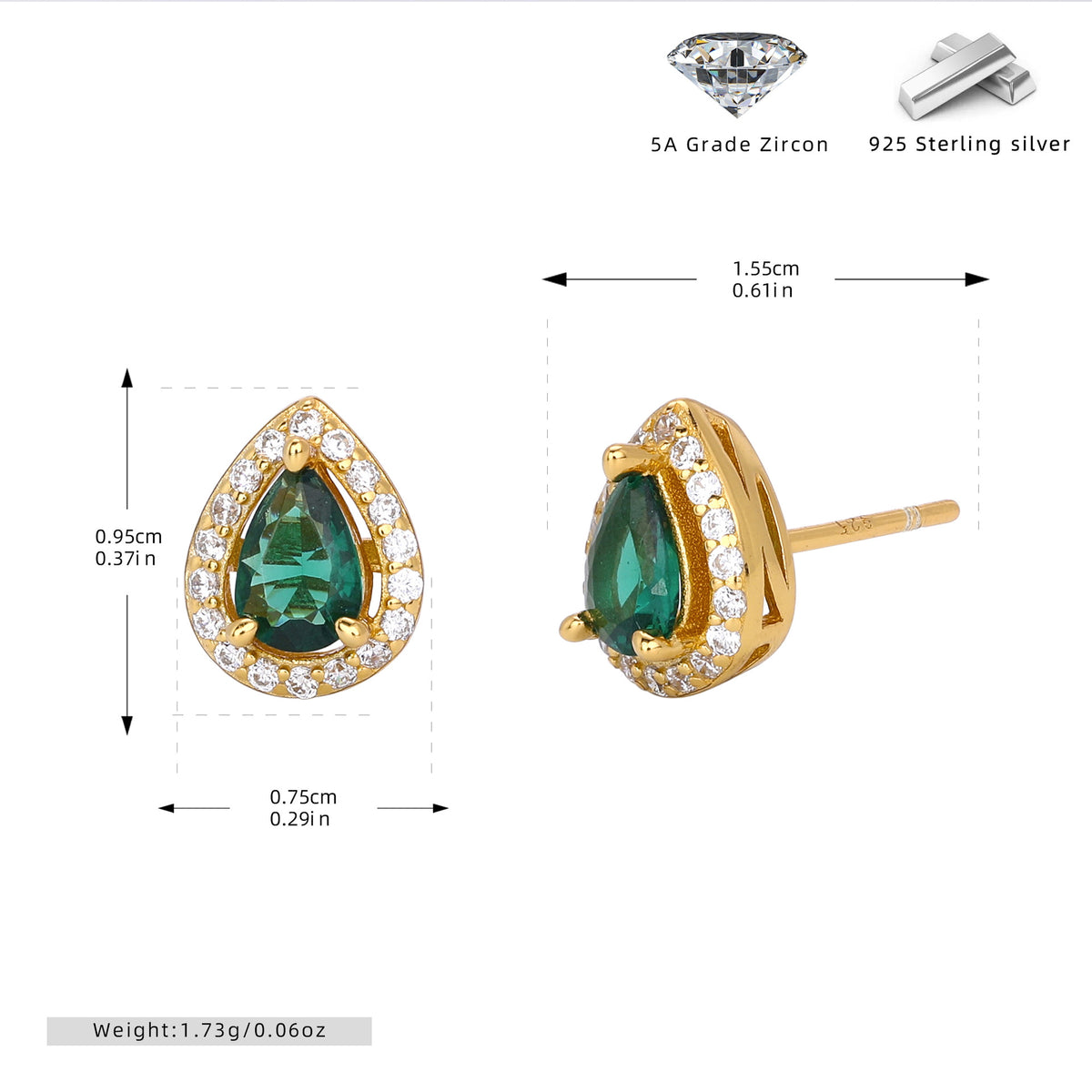 European and American style double-layer zircon earrings and light luxury zircon necklace