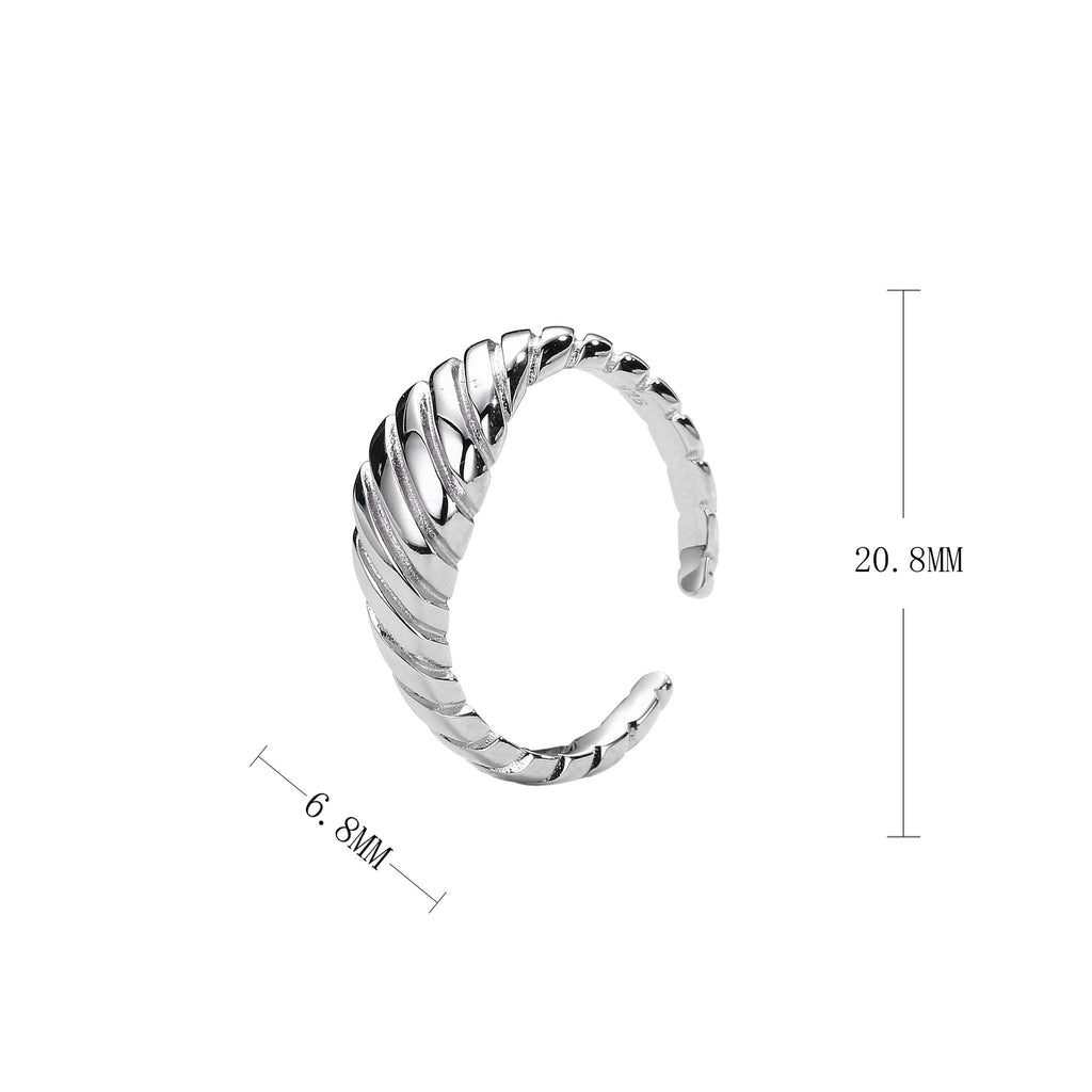 European and American style croissant twisted open ring S925 sterling silver