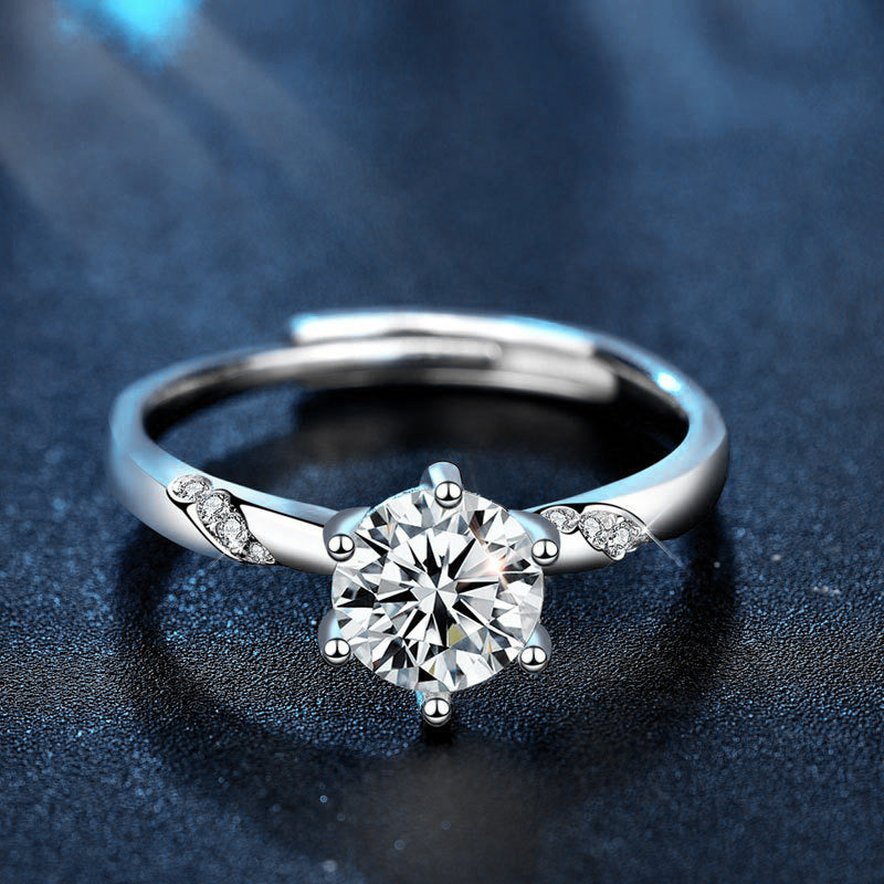 S925 Sterling Silver Moissanite Stars & Ocean Couple Ring