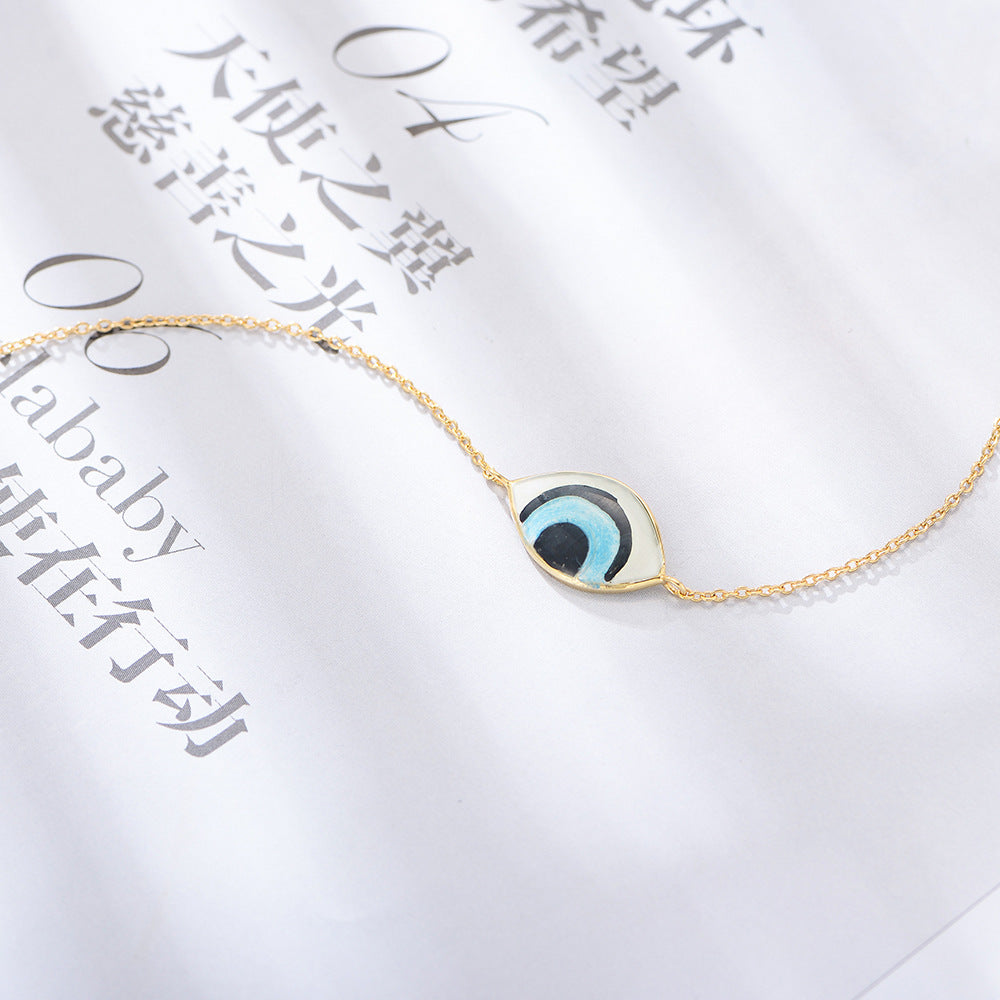 S925 Sterling Silver Retro Electroplated 14K Gold Devil's Eye Bracelet