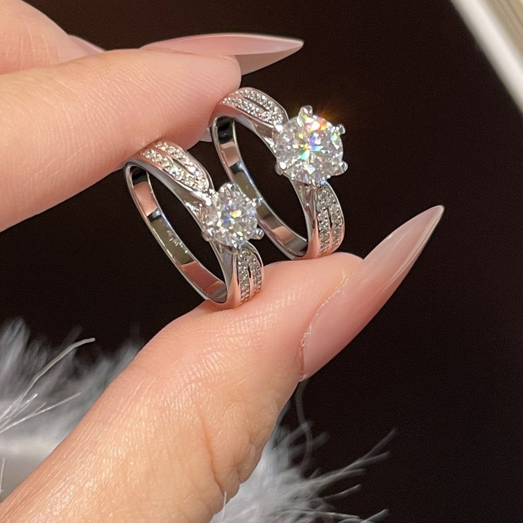 S925 Sterling Silver "Starlight Queen" Ring with Colorful Moissanite