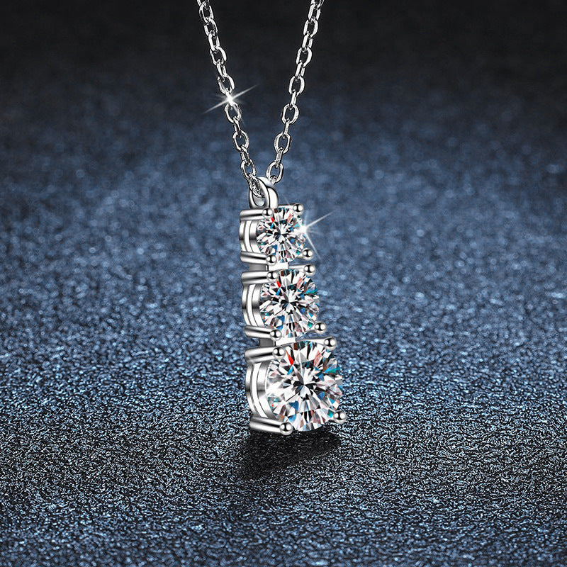 S925 sterling silver Moissanite Three lifetimes Necklace