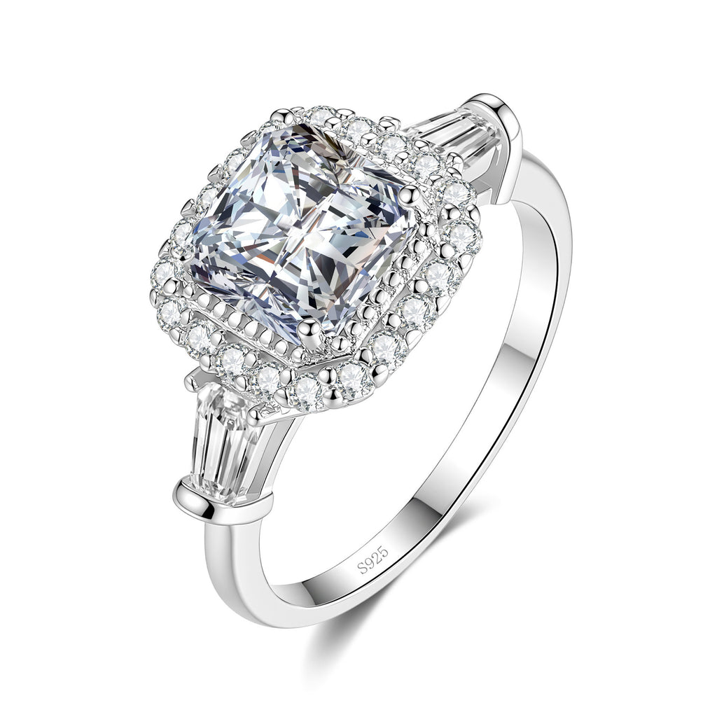 S925 Sterling Silver Ring with Colored Moissanite