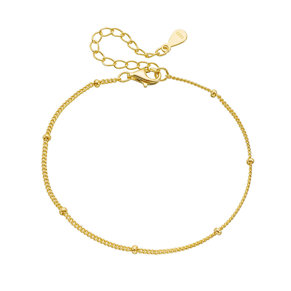 S925 Sterling Silver Bean Chain Small Ball Bracelet