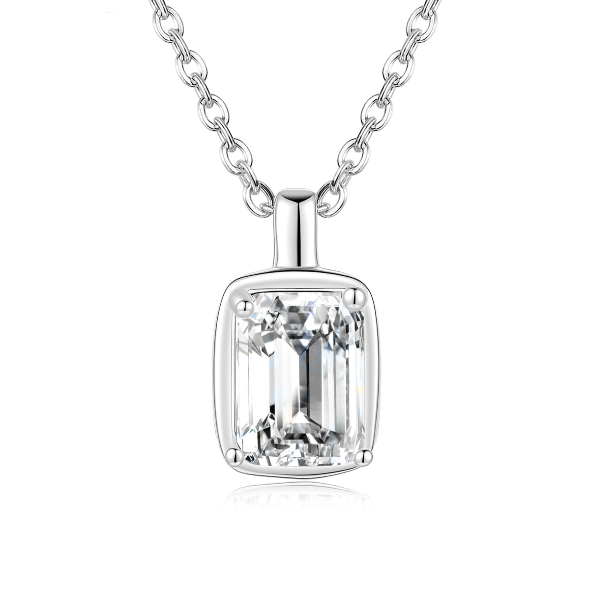 S925 Sterling Silver Rectangular Moissanite Necklace