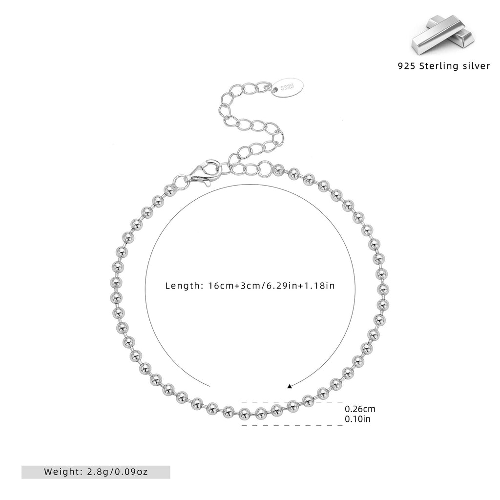 S925 Sterling Silver Smooth Bead Bracelet