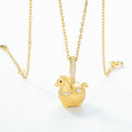 S925 Sterling Silver Zodiac Horse Cute Zircon Pendant Necklace
