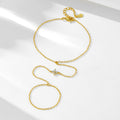 S925 Sterling Silver Four Leaf Clover Zircon Pendant Finger Chain Bracelet
