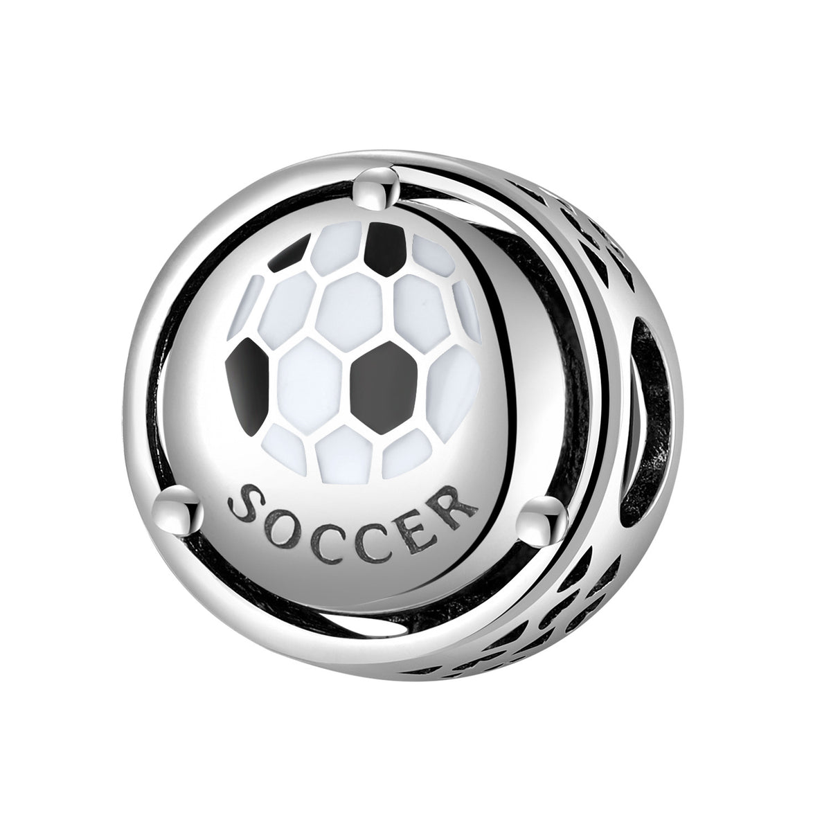 S925 Sterling Silver Football Beaded Pendant