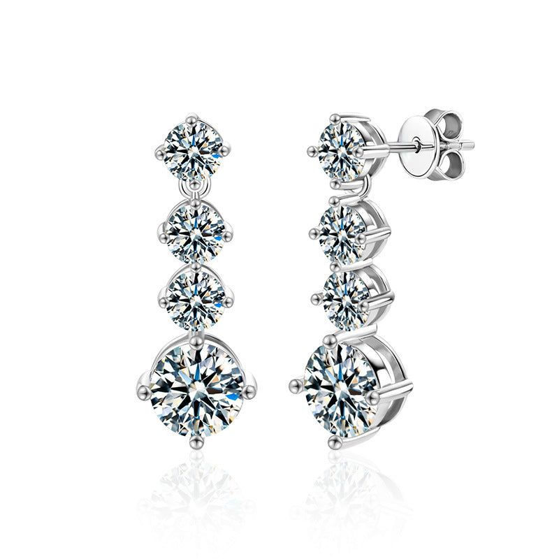 s925 sterling silver classic four claw Moissanite earrings