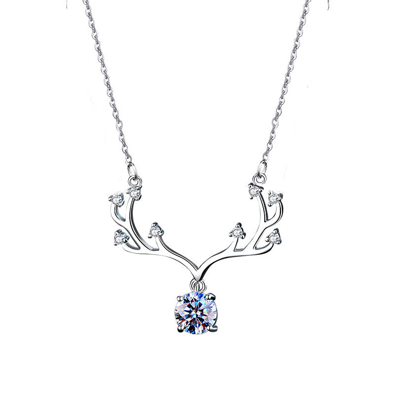 S925 Sterling Silver Moissanite Deer Shape Pendant Necklace