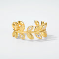 S925 Sterling Silver Gold-Plated Wheat Ear Zircon Ring