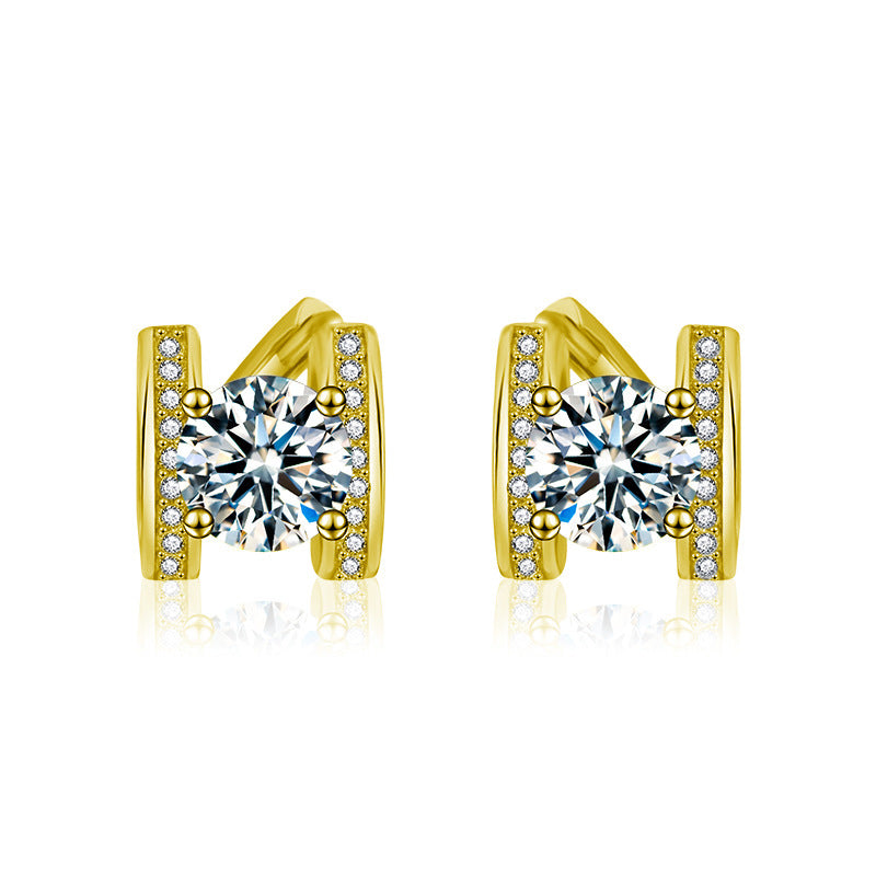 Moissanite S925 silver H letter earrings