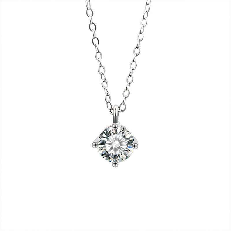 S925 Sterling Silver Moissanite Classic Four-Claw Necklace