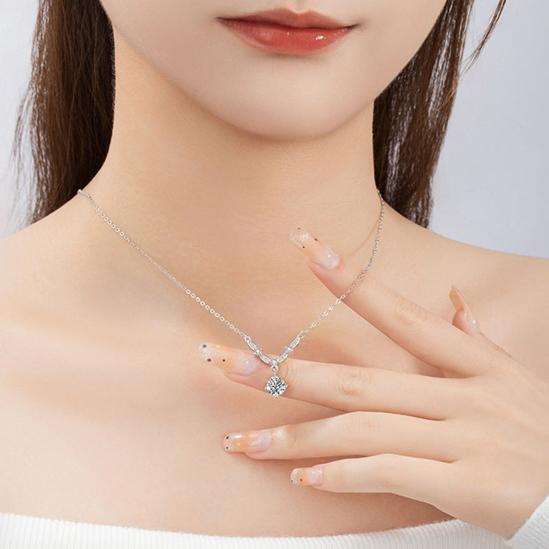 S925 Sterling Silver Moissanite Shining Star River Necklace