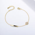 S925 Sterling Silver Geometry Glossy Long Chain Bracelet with Zircon Inlaid