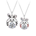 S925 Sterling Silver Moissanite Chinese Zodiac Sign of Rabbit Couple Pendant Necklace