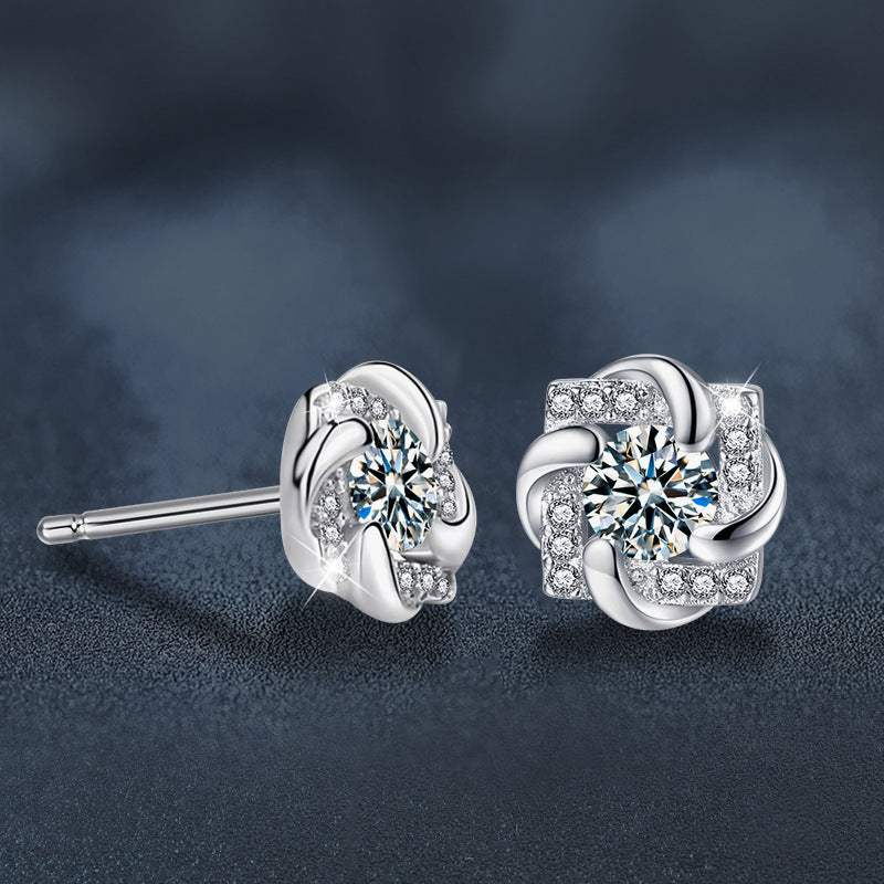 S925 Sterling Silver Moissanite Windmill Stud Earrings