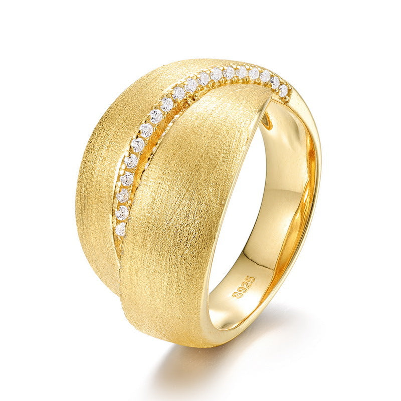 S925 Sterling Silver Gold-Plated Full Zircon Inlaid Ring