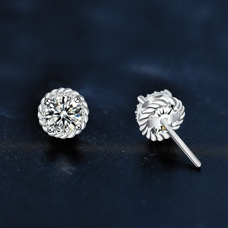 925 Silver Round Moissanite Stud Earrings