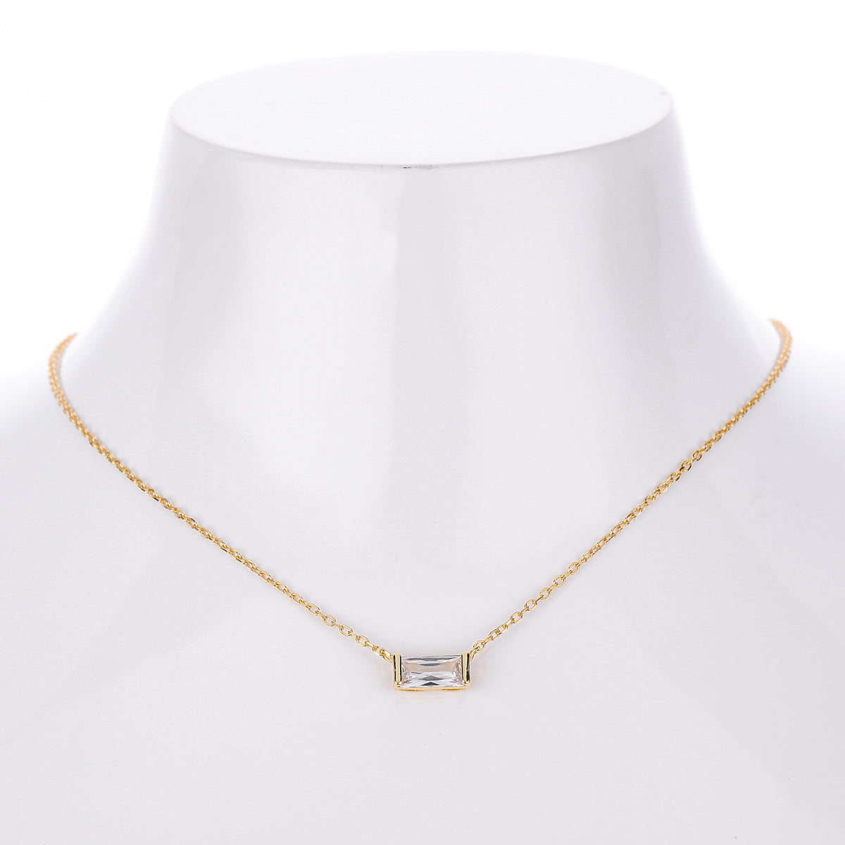 Rectangular colored zircon s925 sterling silver December birthstone collar necklace