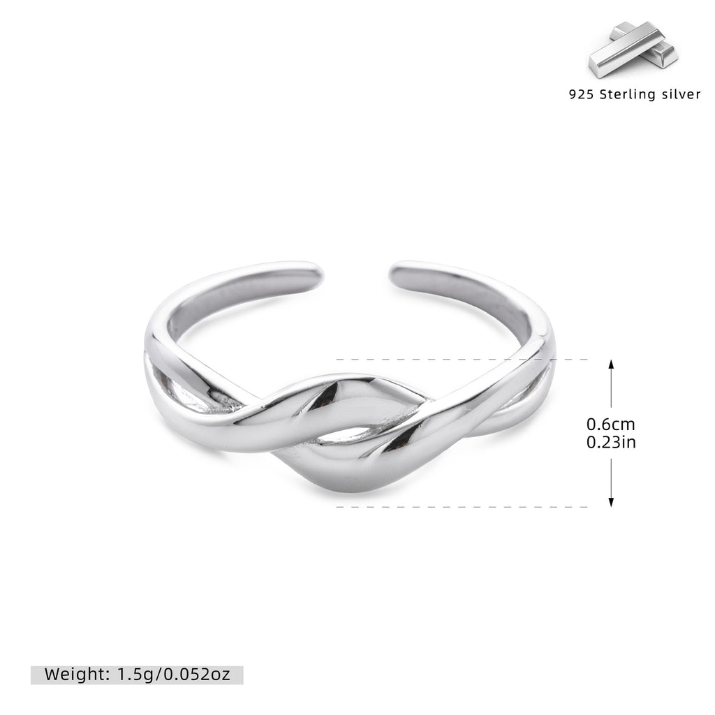 S925 Sterling Silver Ring, Stylish and Unique Plain Wave Pattern