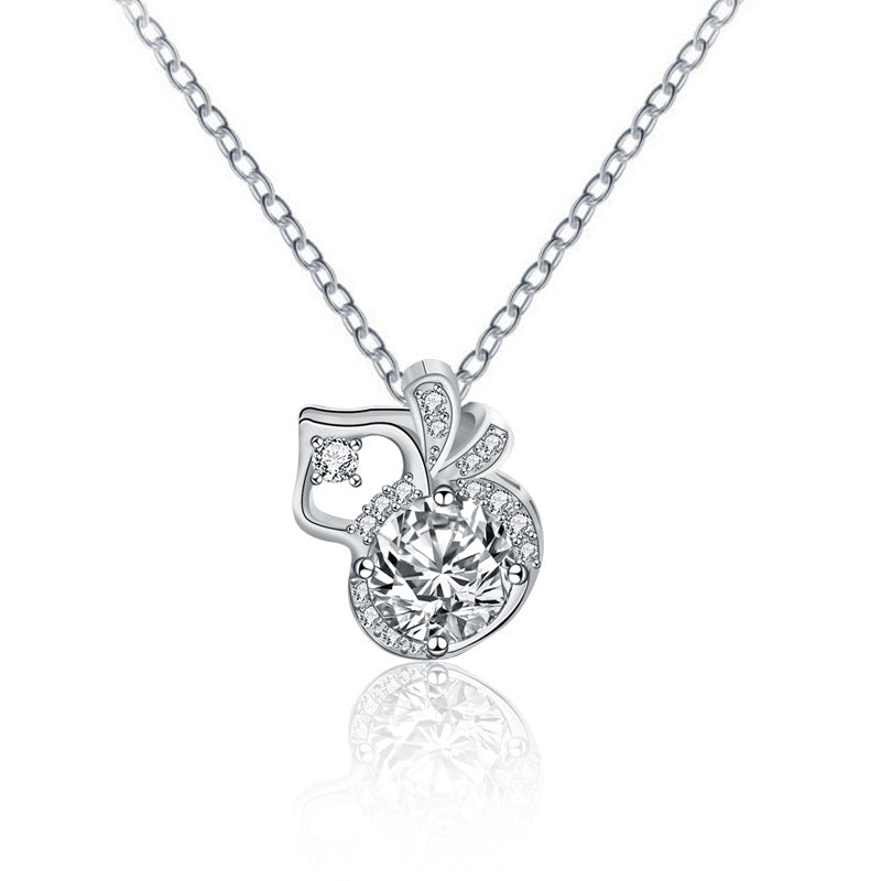 S925 Sterling Silver Moissanite Gourd Pendant  Necklace