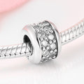 S925 Sterling Silver Full Zircon Inlaid Ring Bead Pendant
