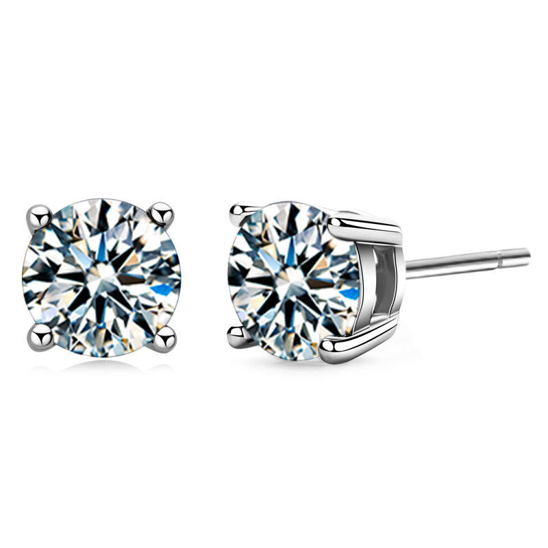 Four-claw Moissanite 925 sterling silver earrings