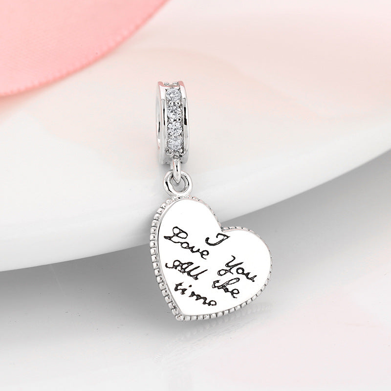 S925 Sterling Silver Heart-Shaped Lucky Tree Blue Enamel Inlaid Hollow Design Pendant