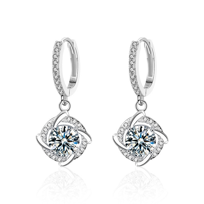 Moissanite  Windmill Style Hoop Earrings -925 Sterling Silver