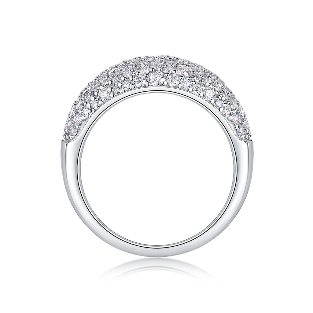 S925 Silver Ring Fully Paved with Moissanite