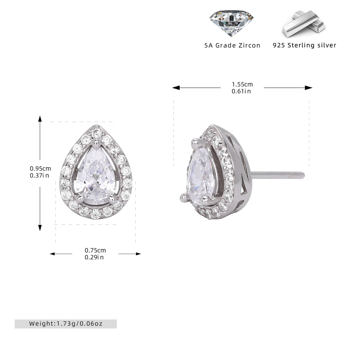 European and American style double-layer zircon earrings and light luxury zircon necklace