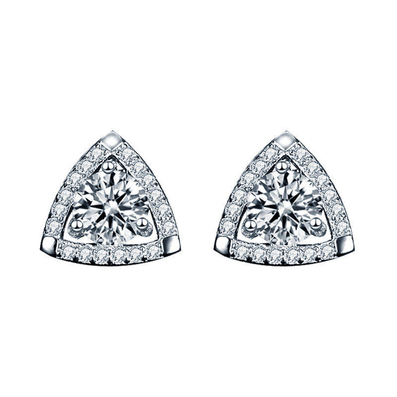 Moss diamond 925 sterling silver earrings triangle temperament earrings
