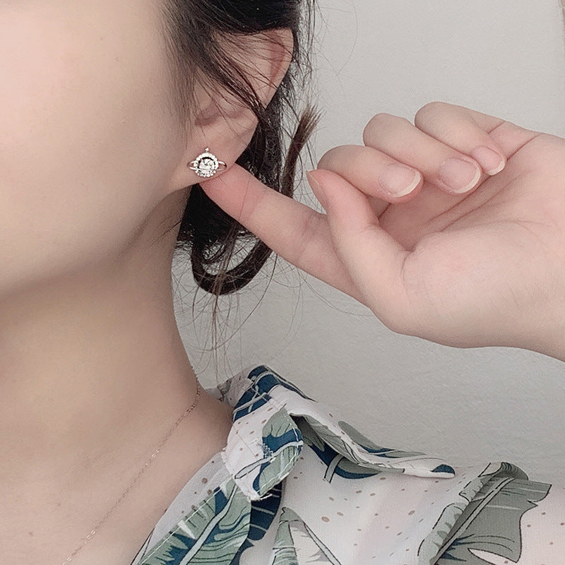 S925 Sterling Silver Moissanite Planet Earrings