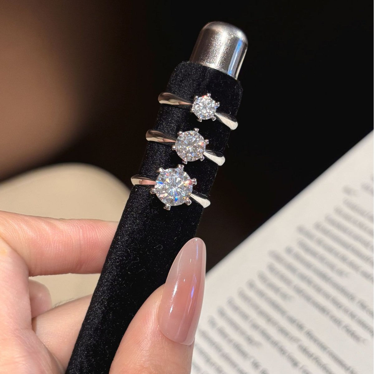 S925 Sterling Silver Six-Prong Moissanite Ring