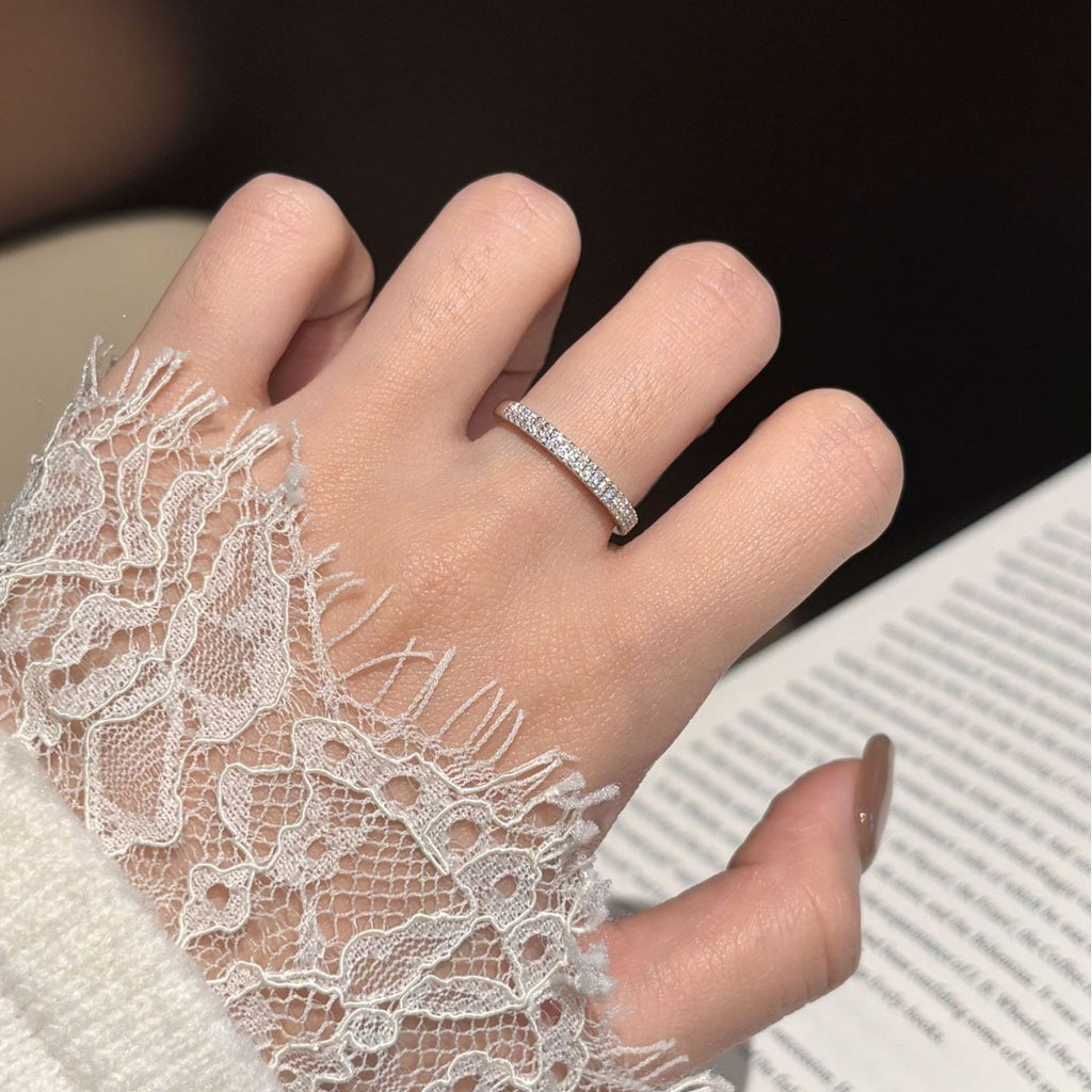S925 Silver Half-Band Moissanite Ring