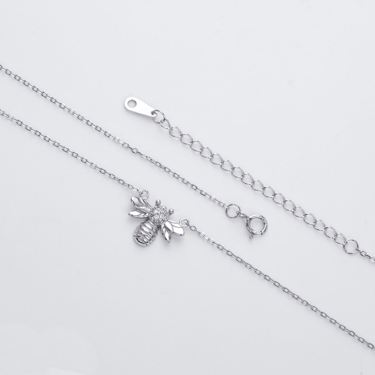 S925 pure silver fashionable zirconia bee-shaped necklace