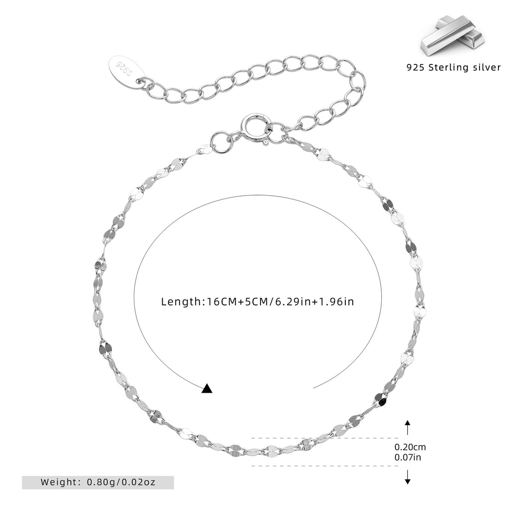 S925 Sterling Silver Sequin Bracelet