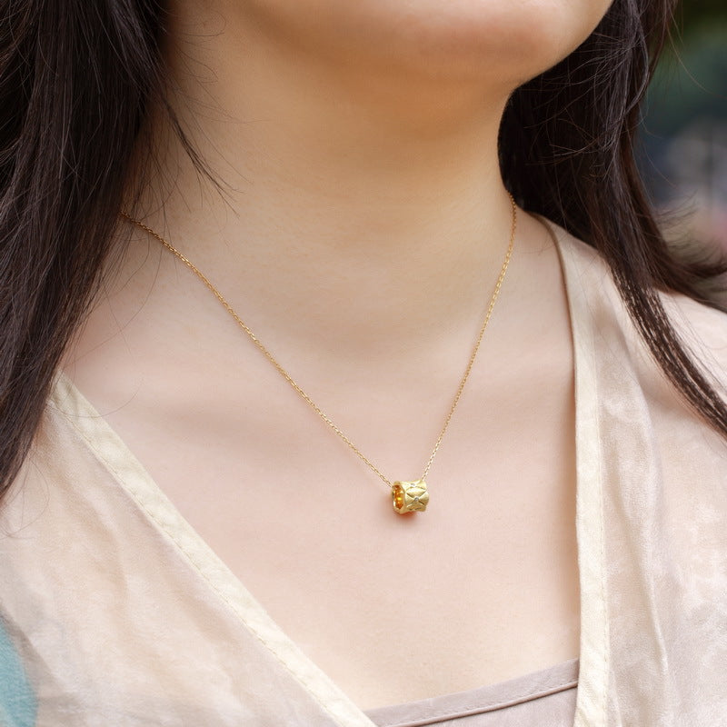 S925 Sterling Silver Gold-Plated Slim Waist Zircon Inlaid Necklace