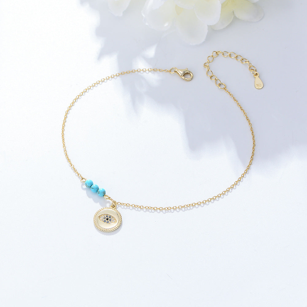 S925 Sterling Silver Devil's Eye Zircon Inlaid Anklet