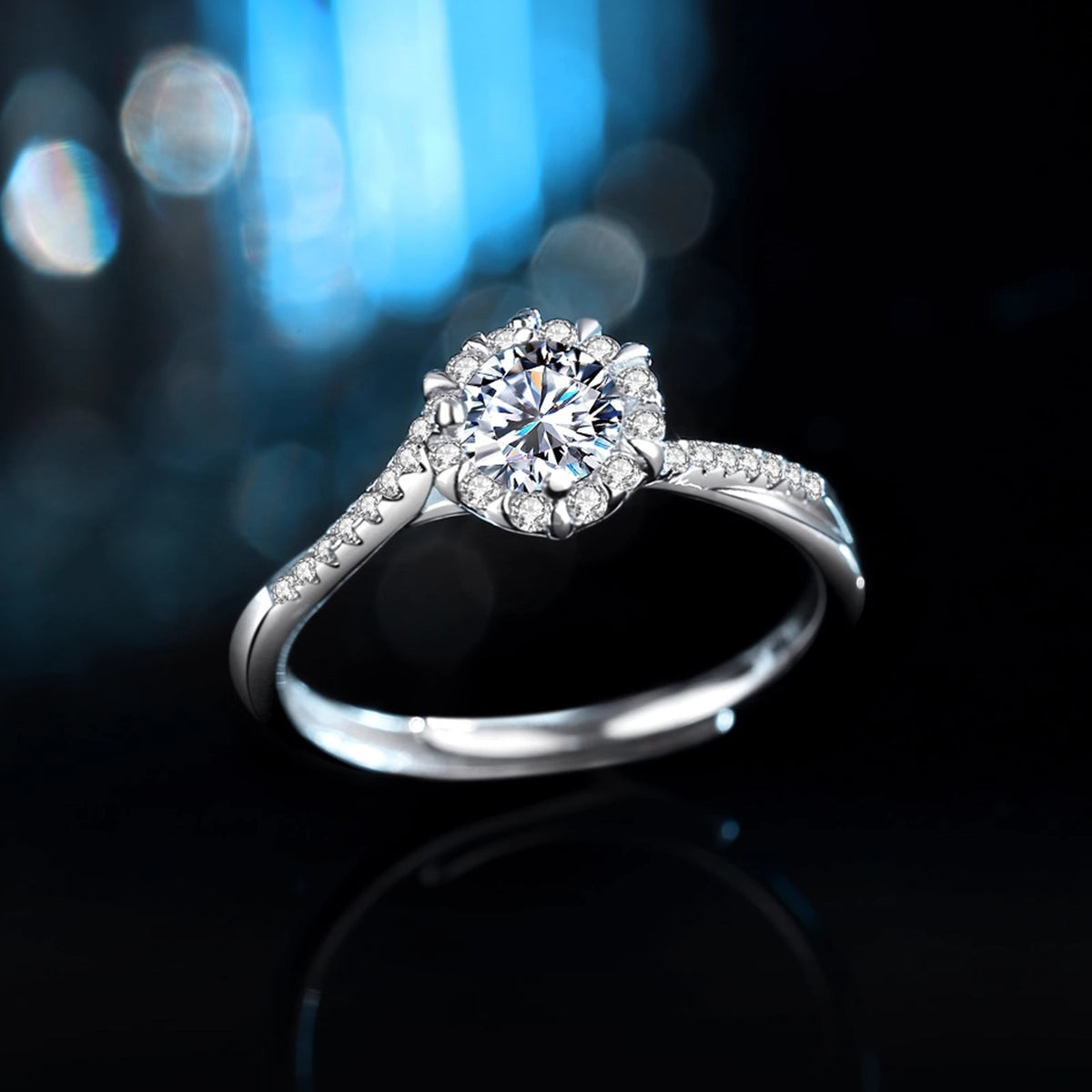 925 Sterling Silver Moissanite Snowflake Ring