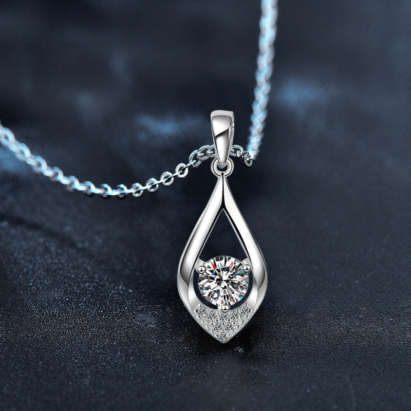 S925 Sterling Silver Moissanite Water Drop Pendant Necklace