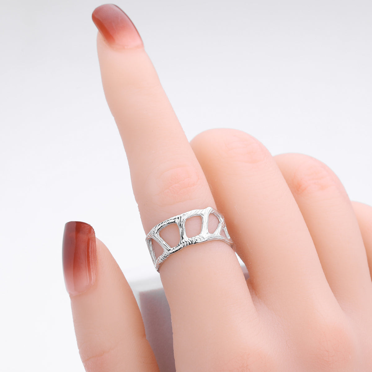 S925 Sterling Silver Fashionable and Unique Wrinkled Irregular Ring